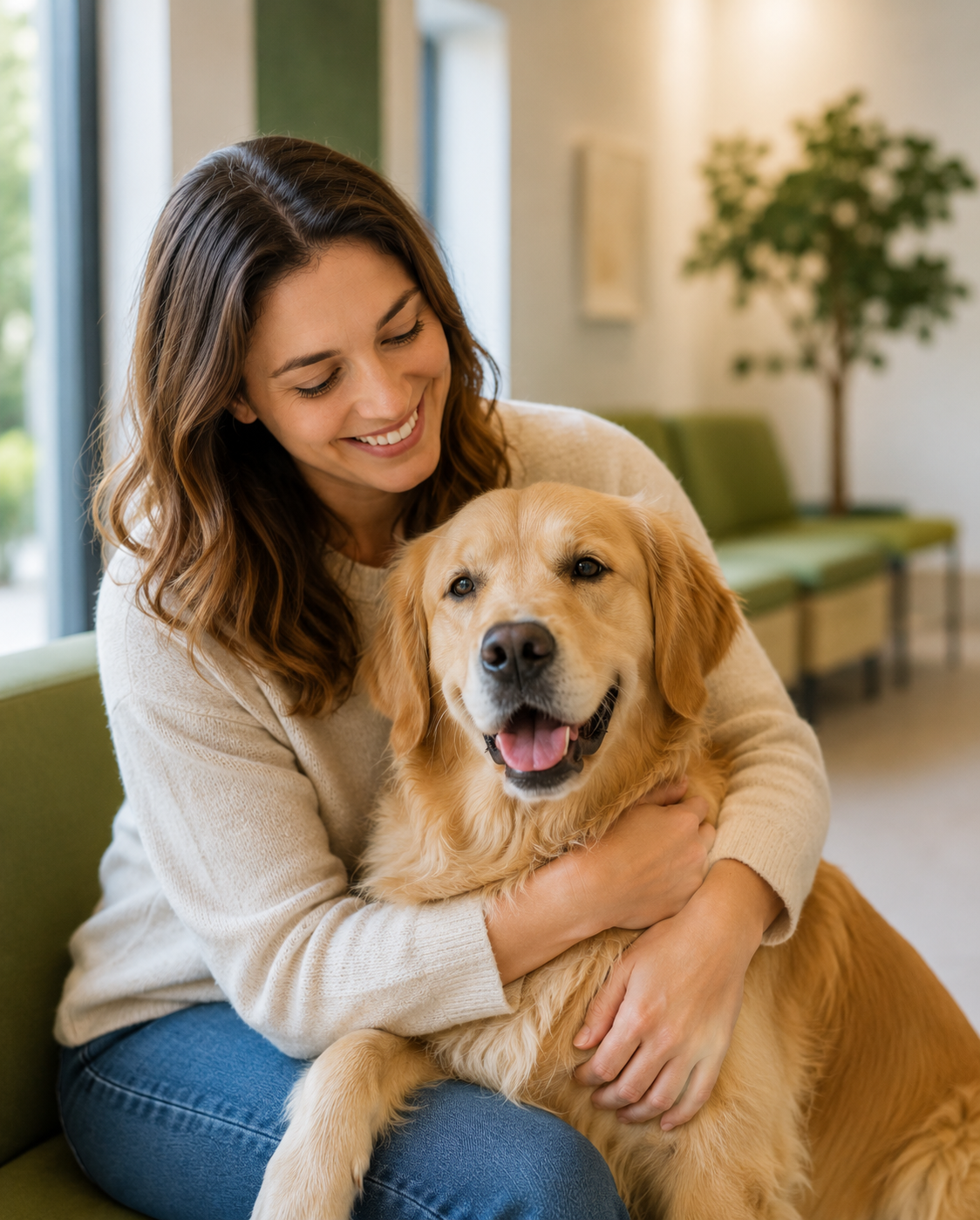 Propriétaire avec son chien chez le vétérinaire